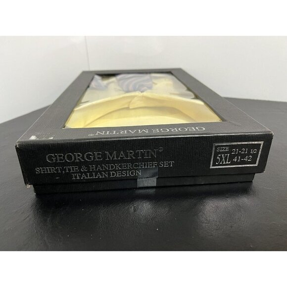 George Martin Shirt, Tie & Handkerchief Set Yellow Size 5XL 21-21.5, 41-42 - Picture 2 of 6